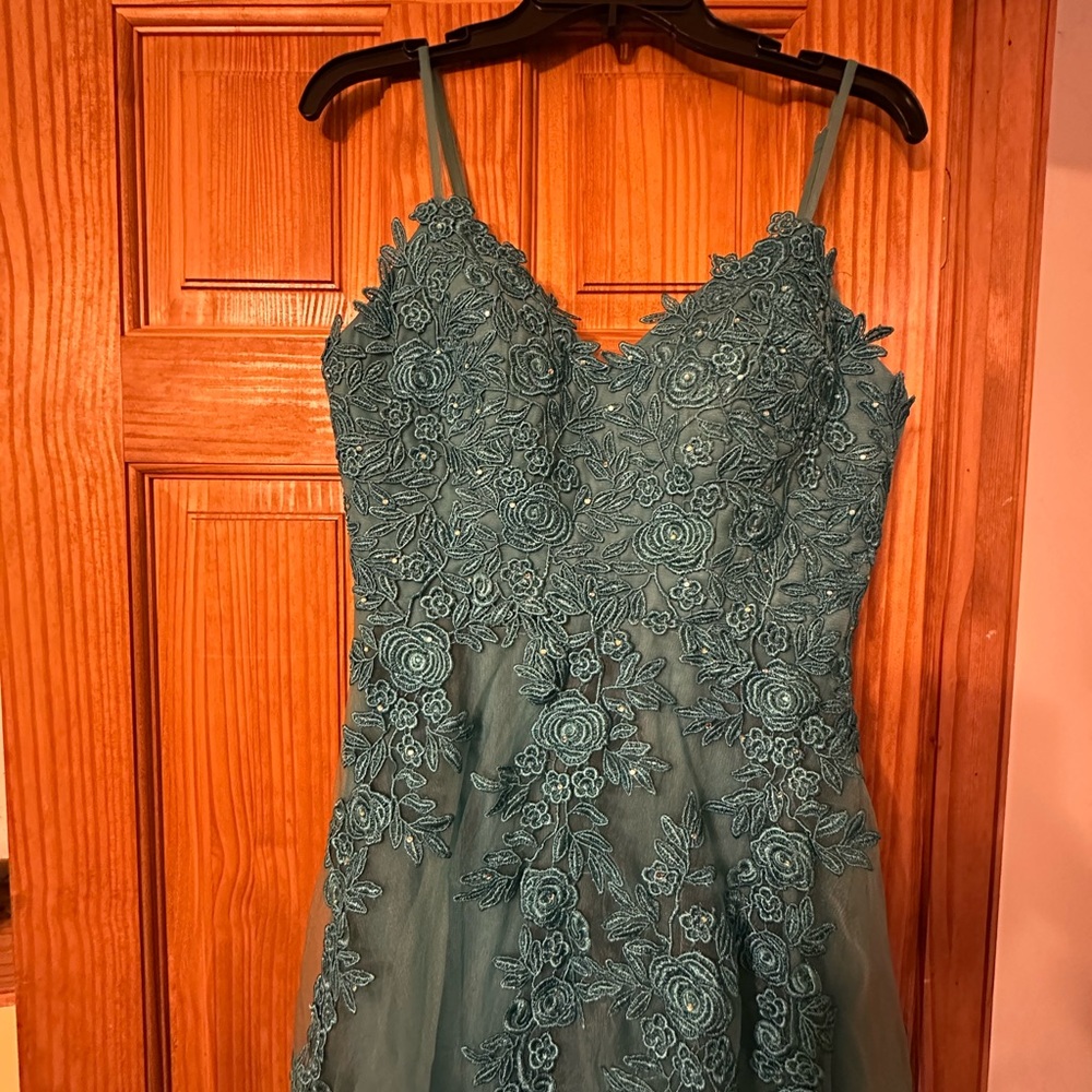 Elegant Teal Lace Dress